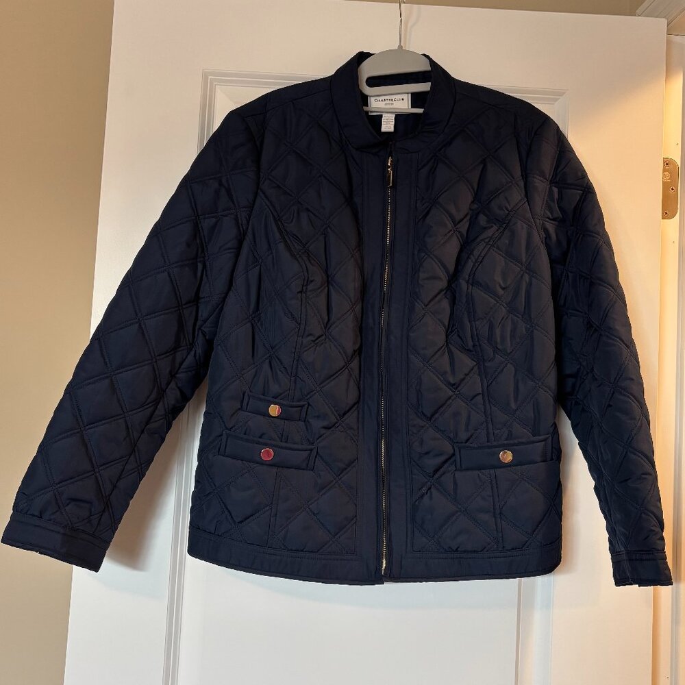 Charter Club Mid-weight Quilted Nylon Jacket - Petite Large